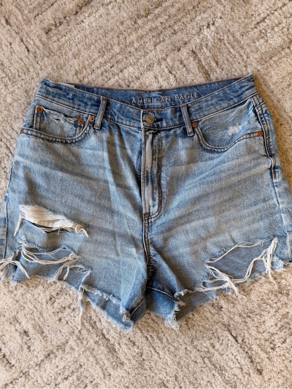 American Eagle Outfitters Light Wash Distressed Denim Shorts